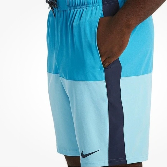 NWT $58 NIKE L SPLIT VOLLEY 8.5" SWIM SHORTS TRUNKS Lt Blue Fury NESS9446 430 - Picture 3 of 16